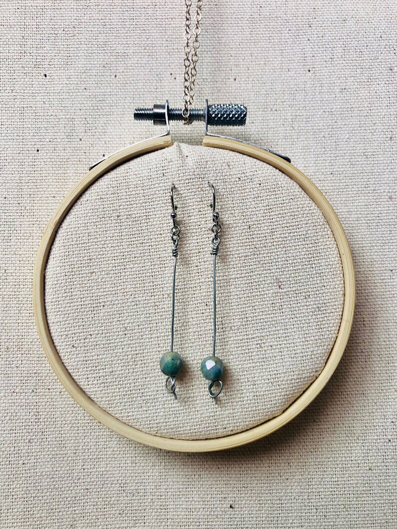 Gray wire wrapped earrings