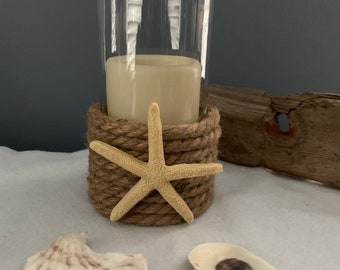 This nautical glass flower Vase or Pillar Candle Holder will be a great addition to any coastal home decor.