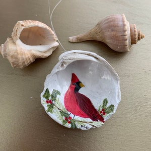Beautiful, hand painted male cardinal bird makes a great addition to decor for any bird lover, bird watcher or someone missing a loved one. image 1