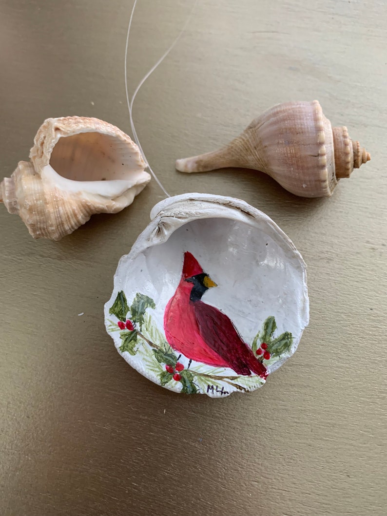 Beautiful, hand painted male cardinal bird makes a great addition to decor for any bird lover, bird watcher or someone missing a loved one. image 1