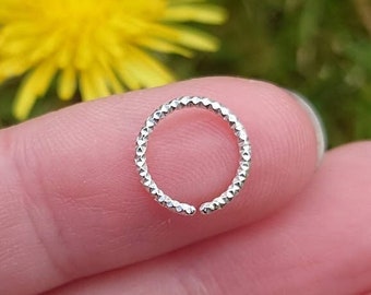 Diamond Cut Silver Nose Ring Sparkle Piercing Hoop
