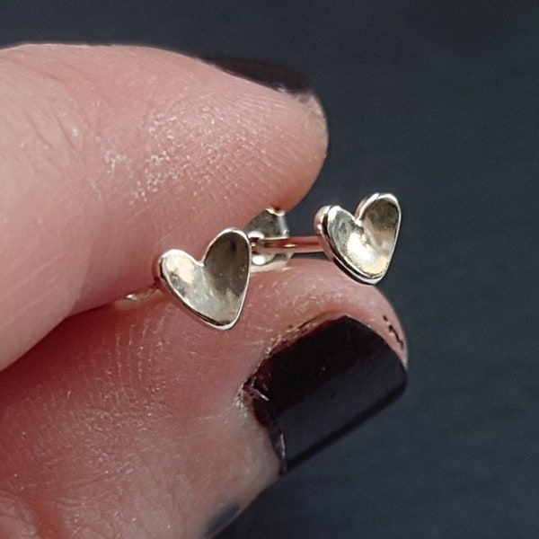 Mini Sterling Silver Heart Studs Recycled Silver