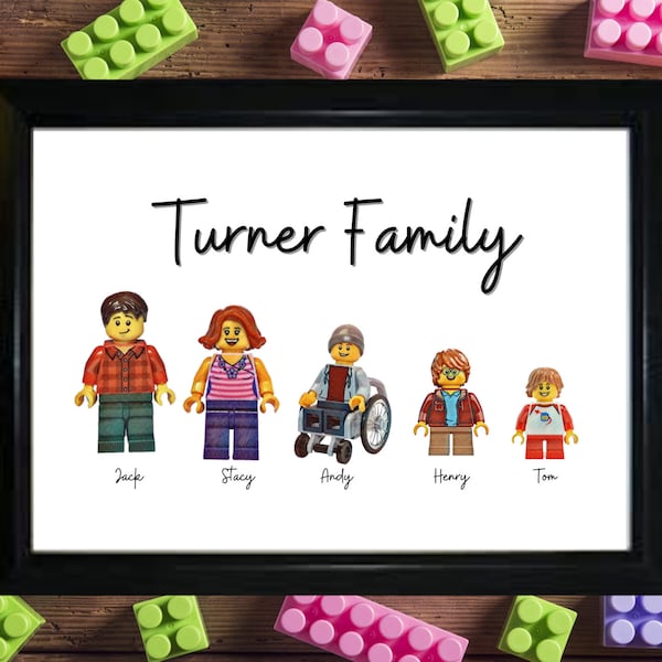Personalized Family Toy Figure Art Print - Custom Portrait
