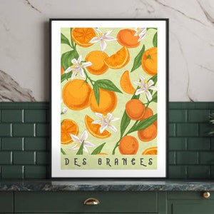 Des Oranges French Food Poster: Colorful Kitchen Art Print (Digital Download)