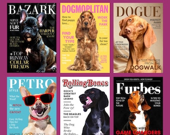 Personalized Dog Magazine Cover Art Print: Custom Pet Portrait