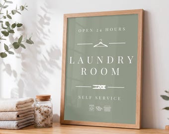 Sage Green Laundry Room Art Print: Modern Utility Decor