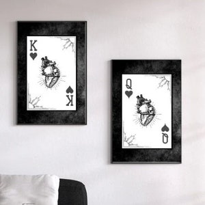 Art Print King and Queen digital download art print, wall art decor, black white Set of two, Printable wall art, Printable art, Instant art