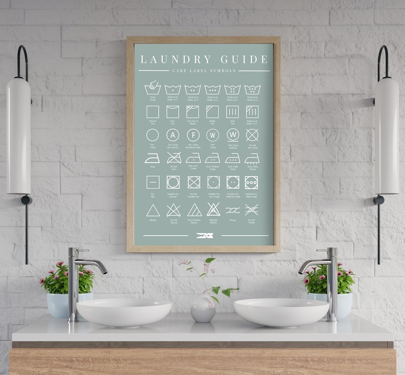Laundry Guide Art Print: Sage Green Laundry Decor (digital Download) - Etsy