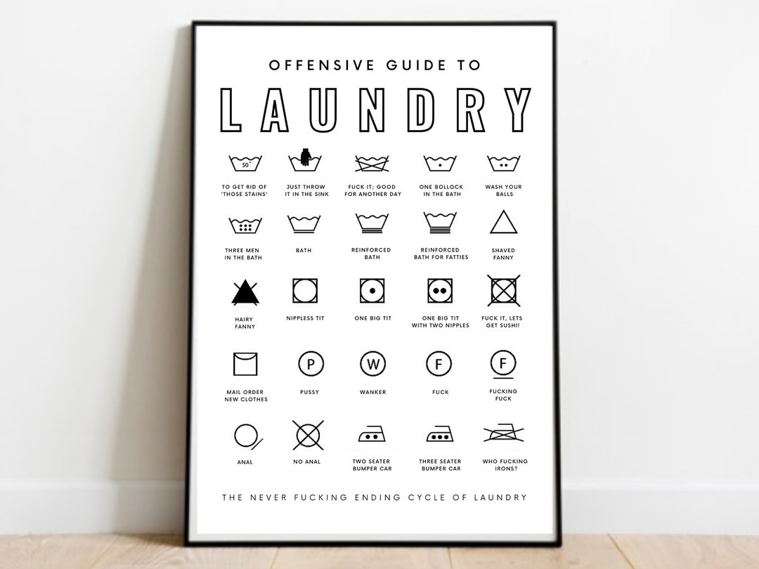 Offensive Laundry Guide Art Print: Funny Laundry Room Decor - Etsy UK