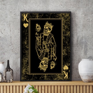 Printable Gothic skull king art print, playing card Art Print, king Wall decor, Skull wall art, gothic dark king, instant digital download