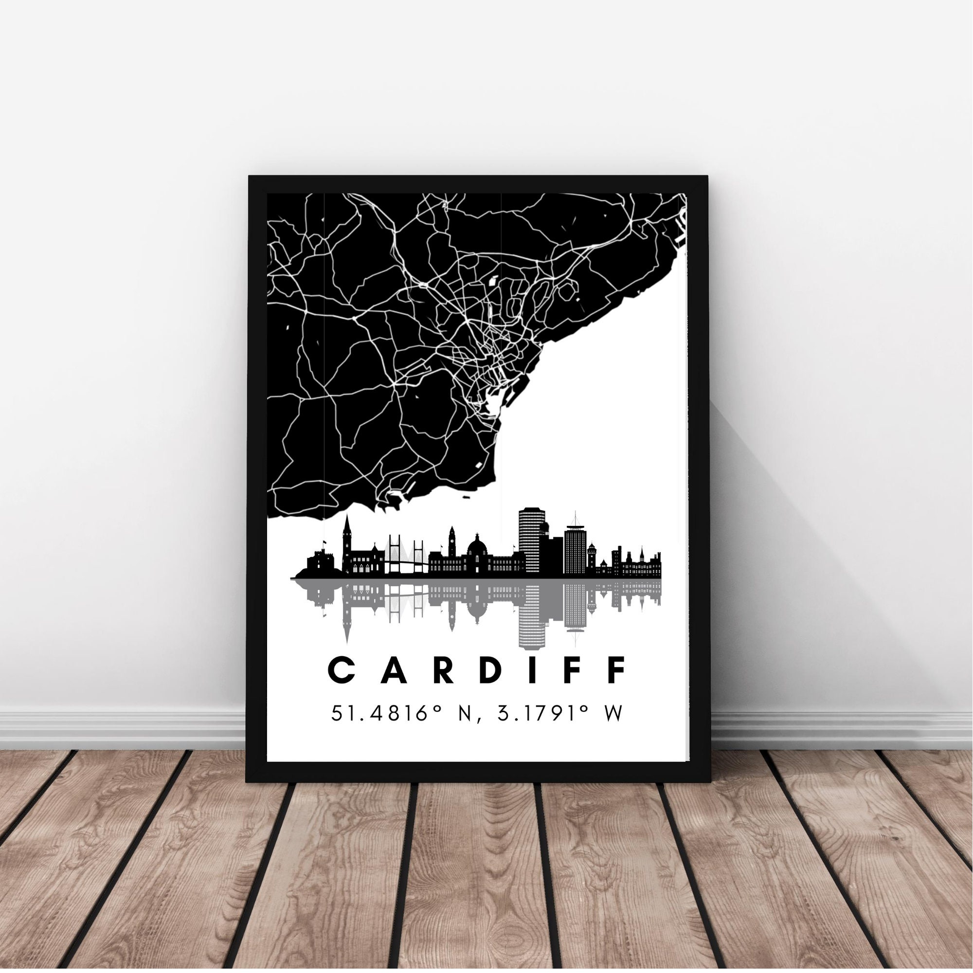 Art Print Cardiff Location Poster Home Wall Art Map - Etsy