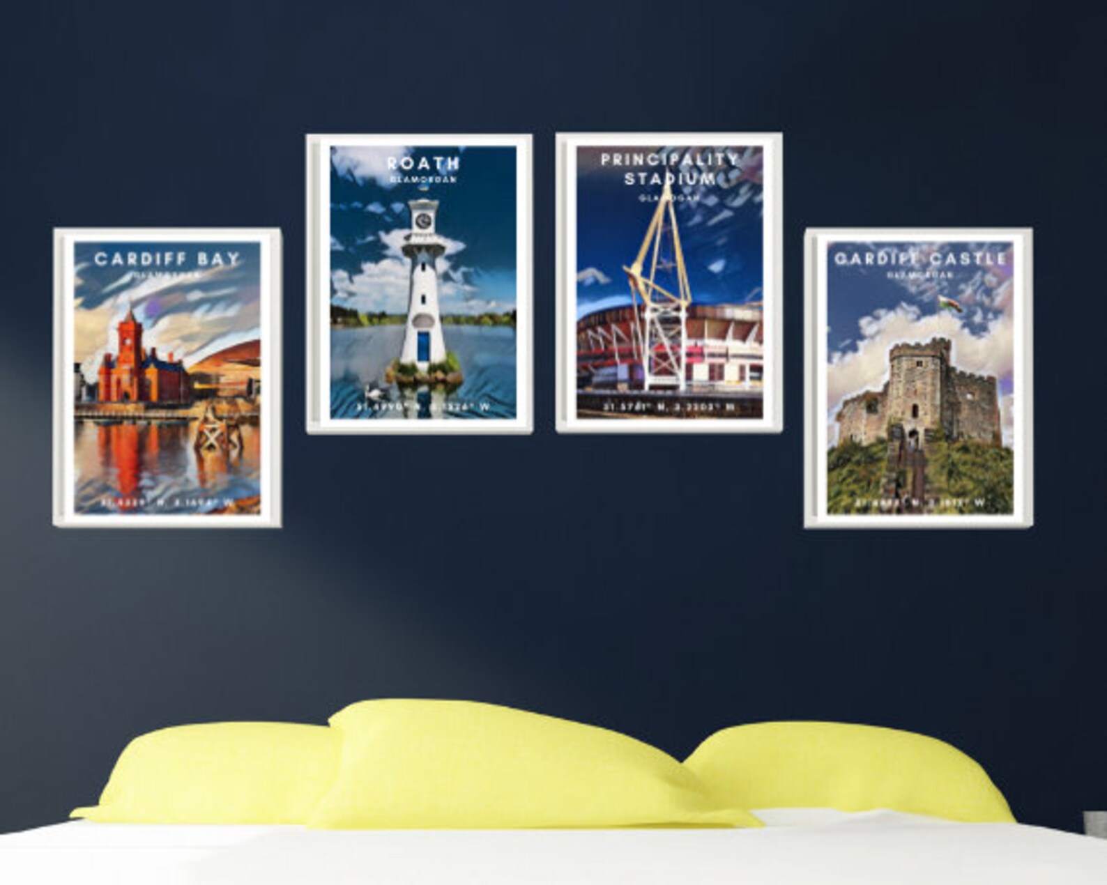 Cardiff Set of 4 Abstract Art Prints Cardiff Bay Cardiff | Etsy