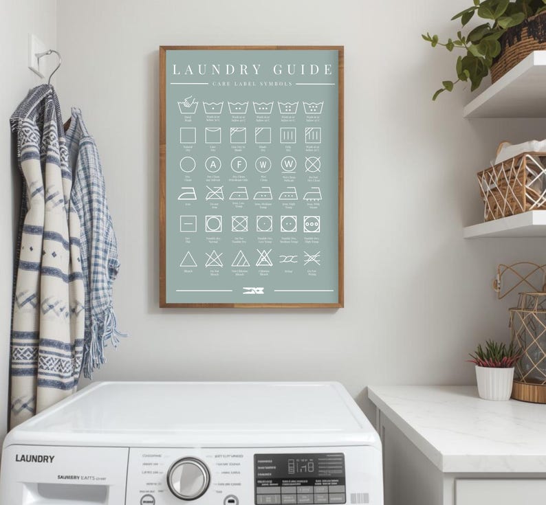 Laundry Guide Art Print: Sage Green Laundry Decor (digital Download) - Etsy