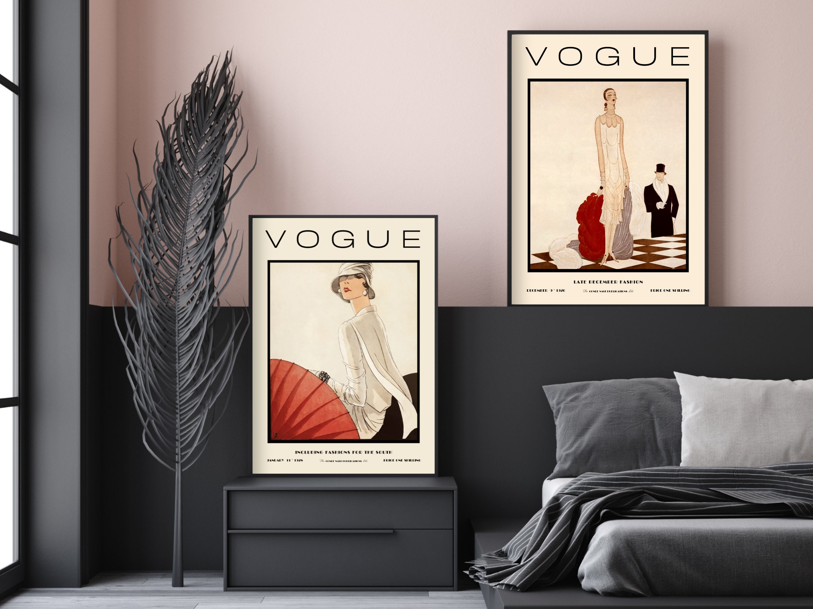 Vintage Vogue Art Prints: 1920s Fashion, Art Deco Style - Set of 2 