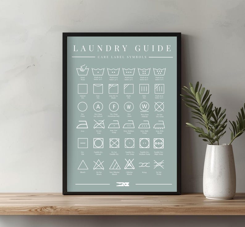 Laundry Guide Art Print: Sage Green Laundry Decor (digital Download) - Etsy