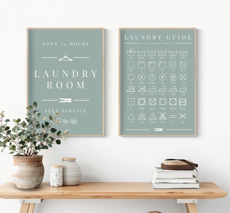 Laundry Guide Art Print: Sage Green Laundry Decor (digital Download) - Etsy