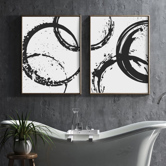 Minimalist Monochrome Art Print Set: Modern Black and White Wall Decor