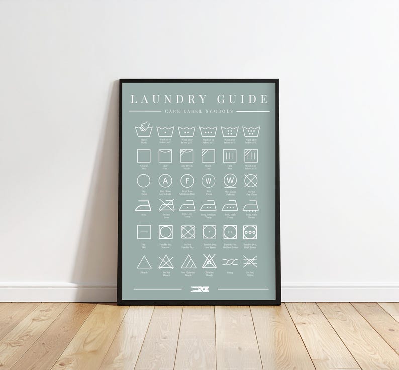 Laundry Guide Art Print: Sage Green Laundry Decor (digital Download) - Etsy