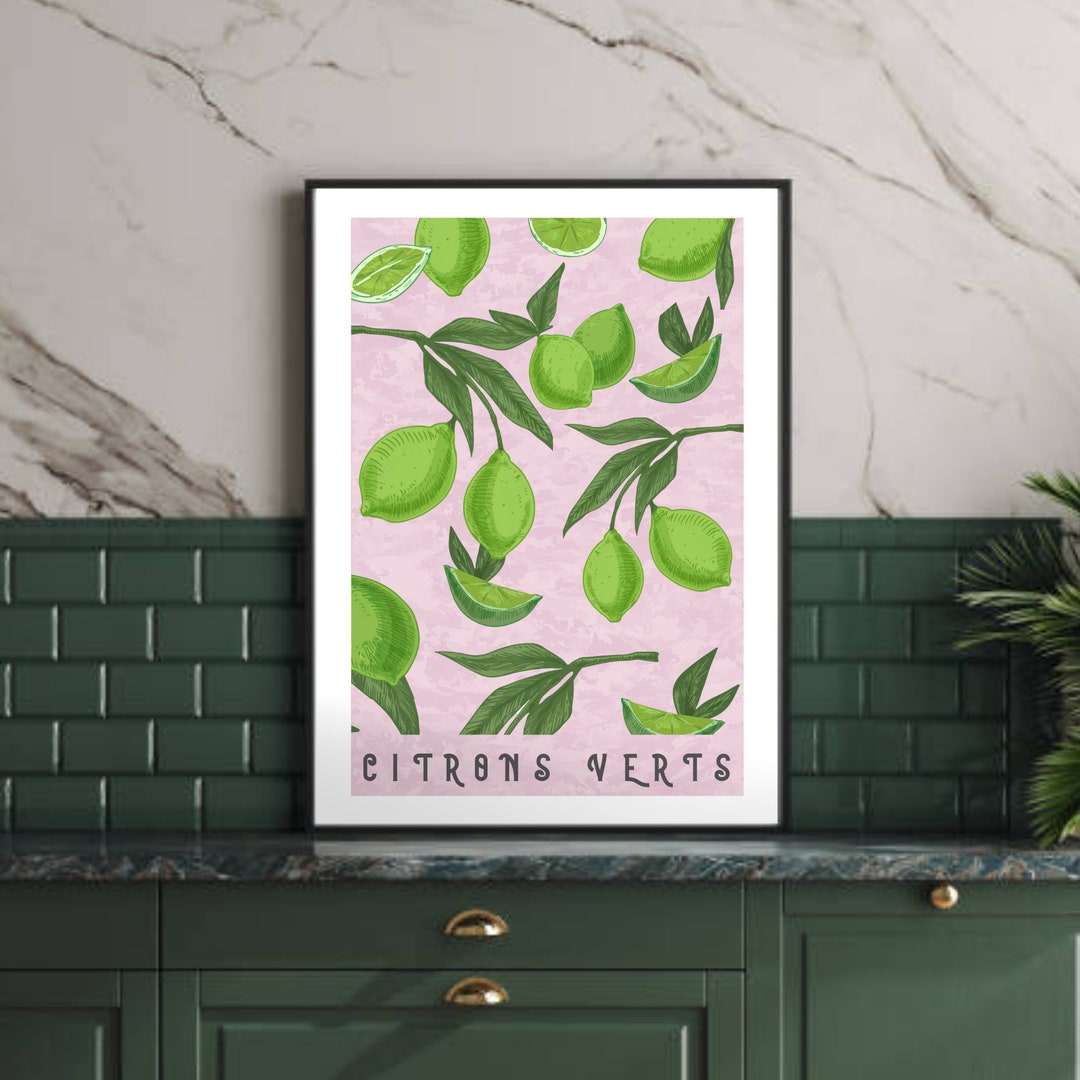 Citrons Verts Digital Art Print, Lime Art Print, Printable Wall Art ...