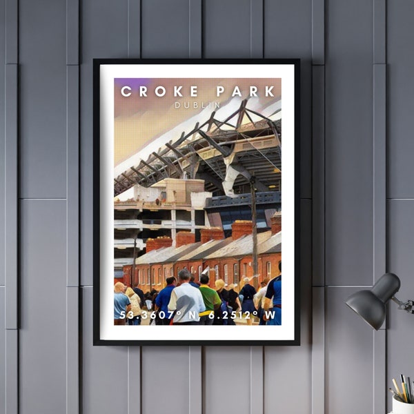 International Postage - Art Print "Croke Park Stadium" Dublin Location Poster, home, wall art coordinates A4 / A3 print Urban Rugby Gaelic