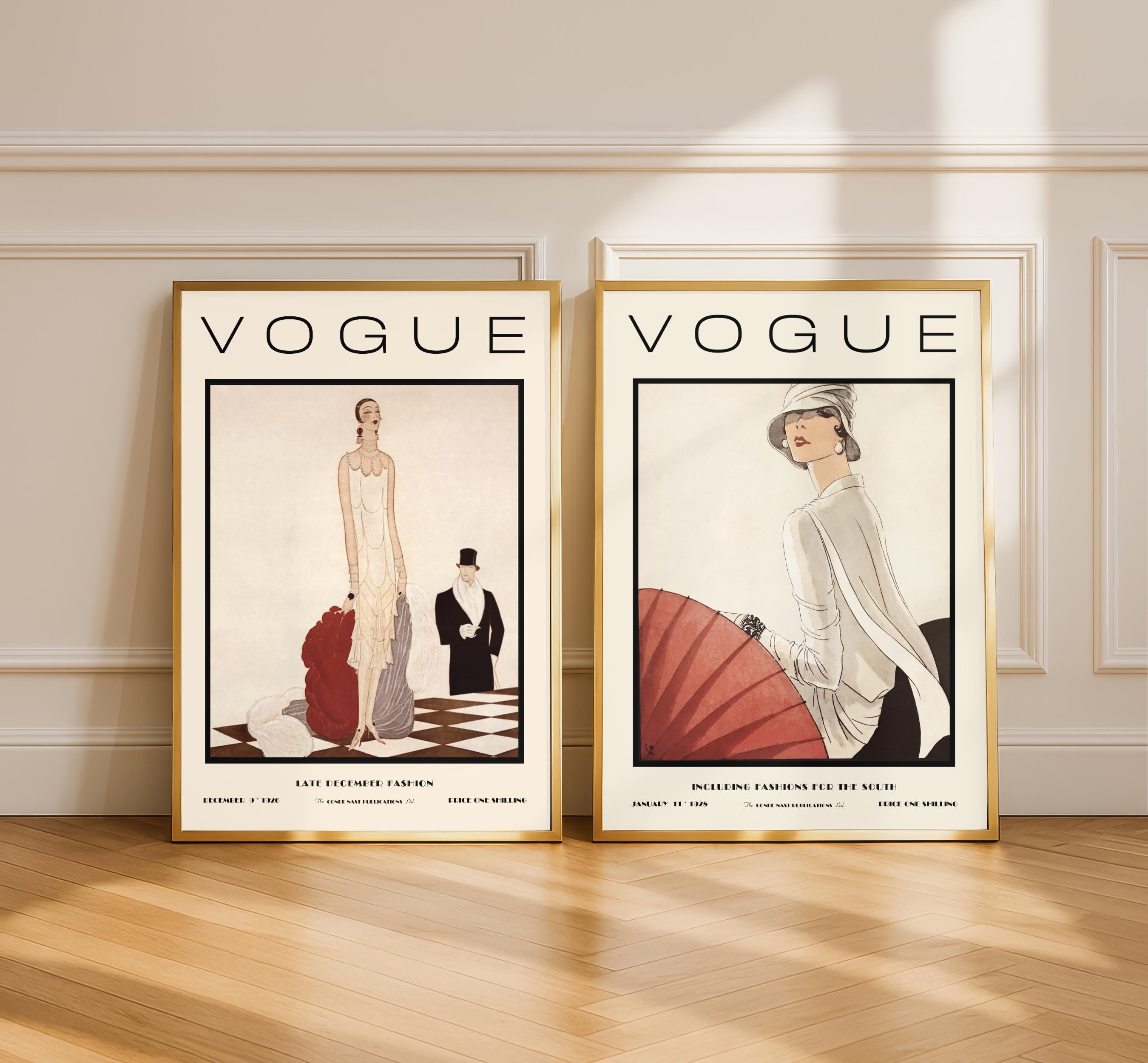 アンティーク雑貨 VOGUE ARTDECO vintage ART WOOD Vintage Vogue Art Prints: 1920s Fashion, Art Deco Style - Set of 2