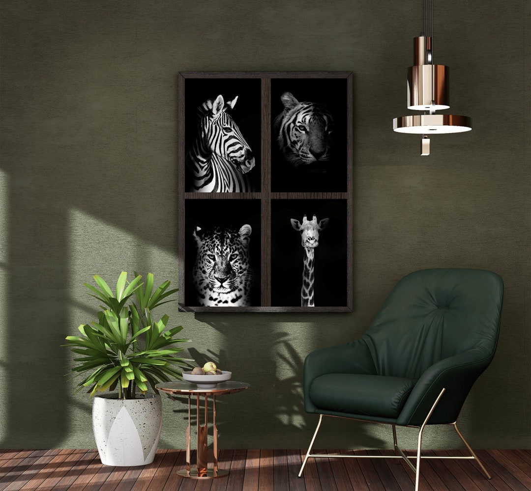 Set of Four African Animals Art Prints, Safari Animal Wall Art Set ...