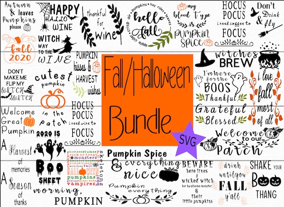 Fall/Halloween SVG Bundle; Svg Bundle; Fall Svgs; Halloween Svgs; Autumn Svg; Holiday Svg Bundle; Cut Files for Cricut & Silhouette