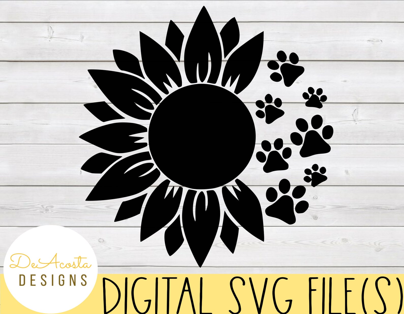 Sunflower Svg Paw Print Svg Flower Svg Dog Mom Svg Cat Mom - Etsy