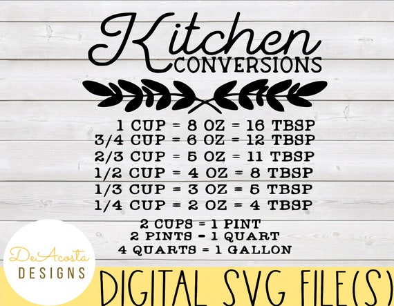 Kitchen Conversion svg; Kitchen svg; Kitchen Measurement Chart svg; Kitchen decor svg; Kitchen Sign svg; Kitchen Cheat Sheet svg; Recipe svg