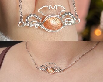 Bat Sunstone Choker in Silver, Bat Jewelry, Halloween Choker, Sunstone Choker, Vampire Halloween, Halloween Jewelry, Bats, Bat Necklace