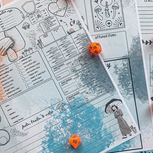 Mushroom Dnd Character Sheet Feywild Character Sheet Dnd 5e Etsy