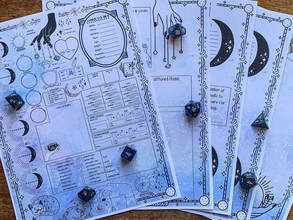 Starry Night Dnd Character Sheet Dnd 5e Custom Character Etsy Australia