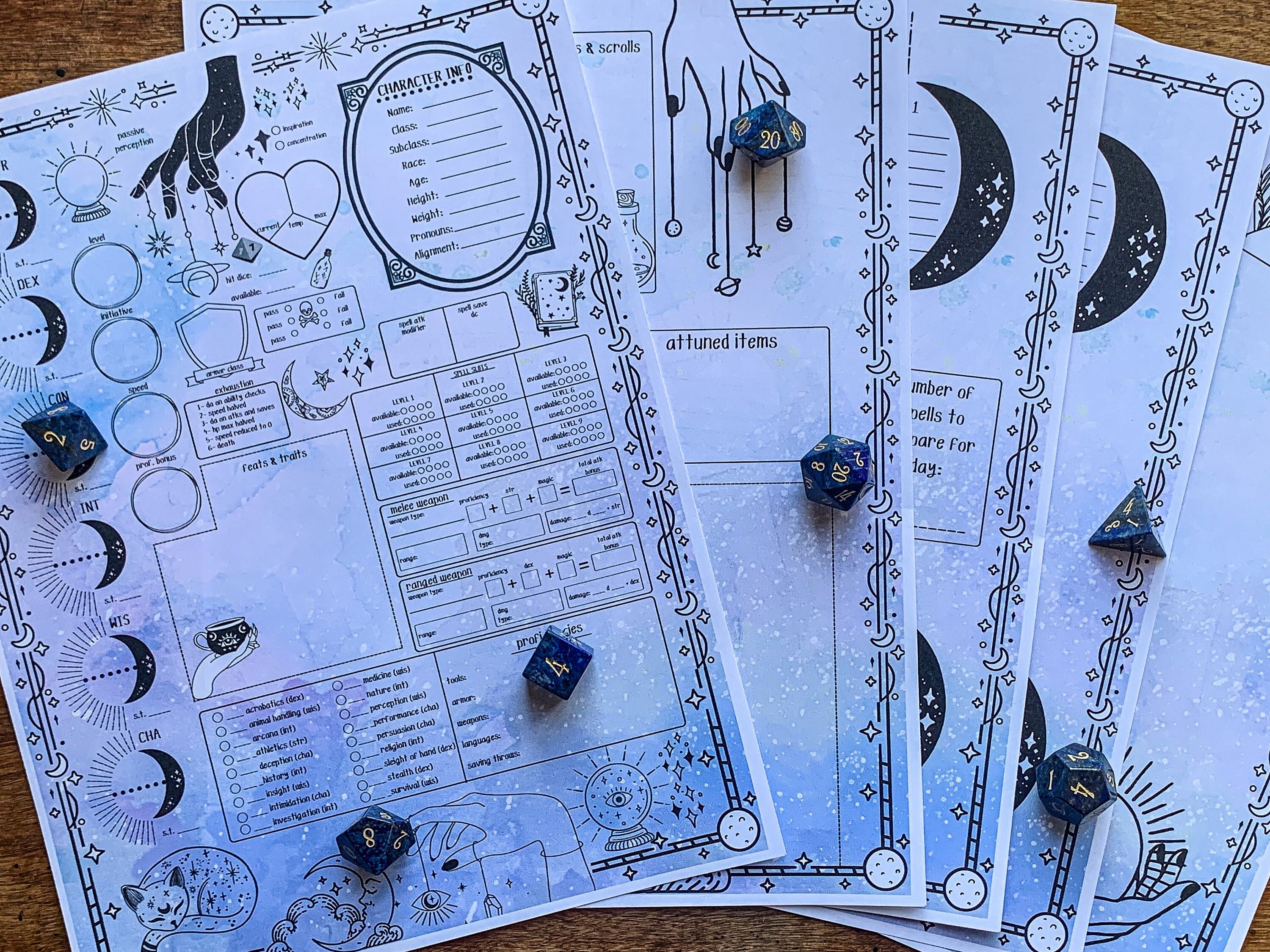 Starry Night Dnd Character Sheet Dnd 5e Custom Character Etsy Hong Kong