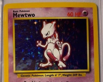 MEWTWO Pokemon Holofoil Base Set Rare Pokemon Card REAL CARD 