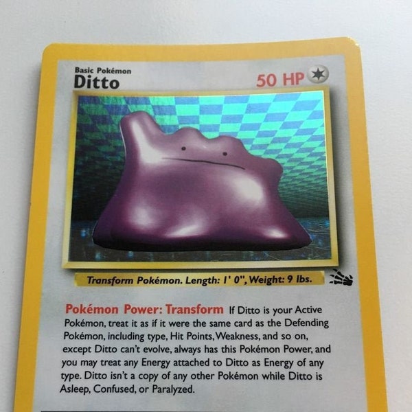 Ditto Holofoil 3/62 Fossil set Rare Pokemon Card, REAL CARD