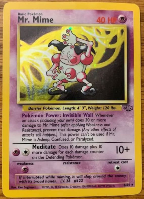 Mr Mime Holofoil 22 64 Jungle Set Rare Pokemon Card Real Card Etsy