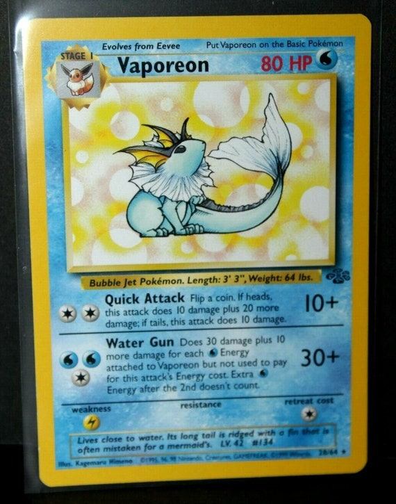 Vaporeon Holofoil 12/64 Base Jungle Set Rare Pokemon Card - Etsy
