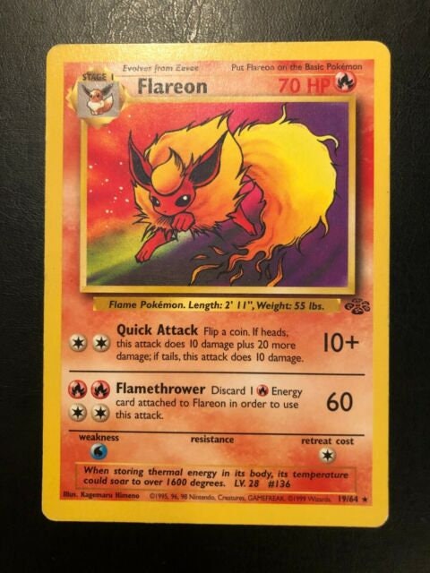 Jungle Pokemon Card $1 Flat Shipping PL HOLO Flareon 3/64 