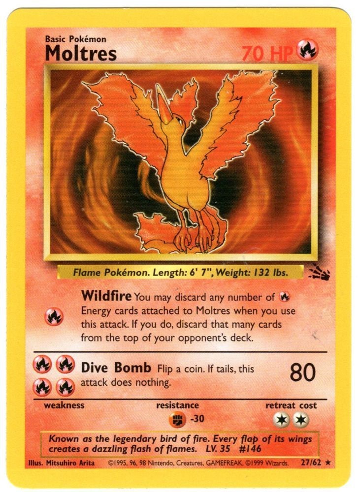 Check the actual price of your Moltres 12/62 Pokemon card