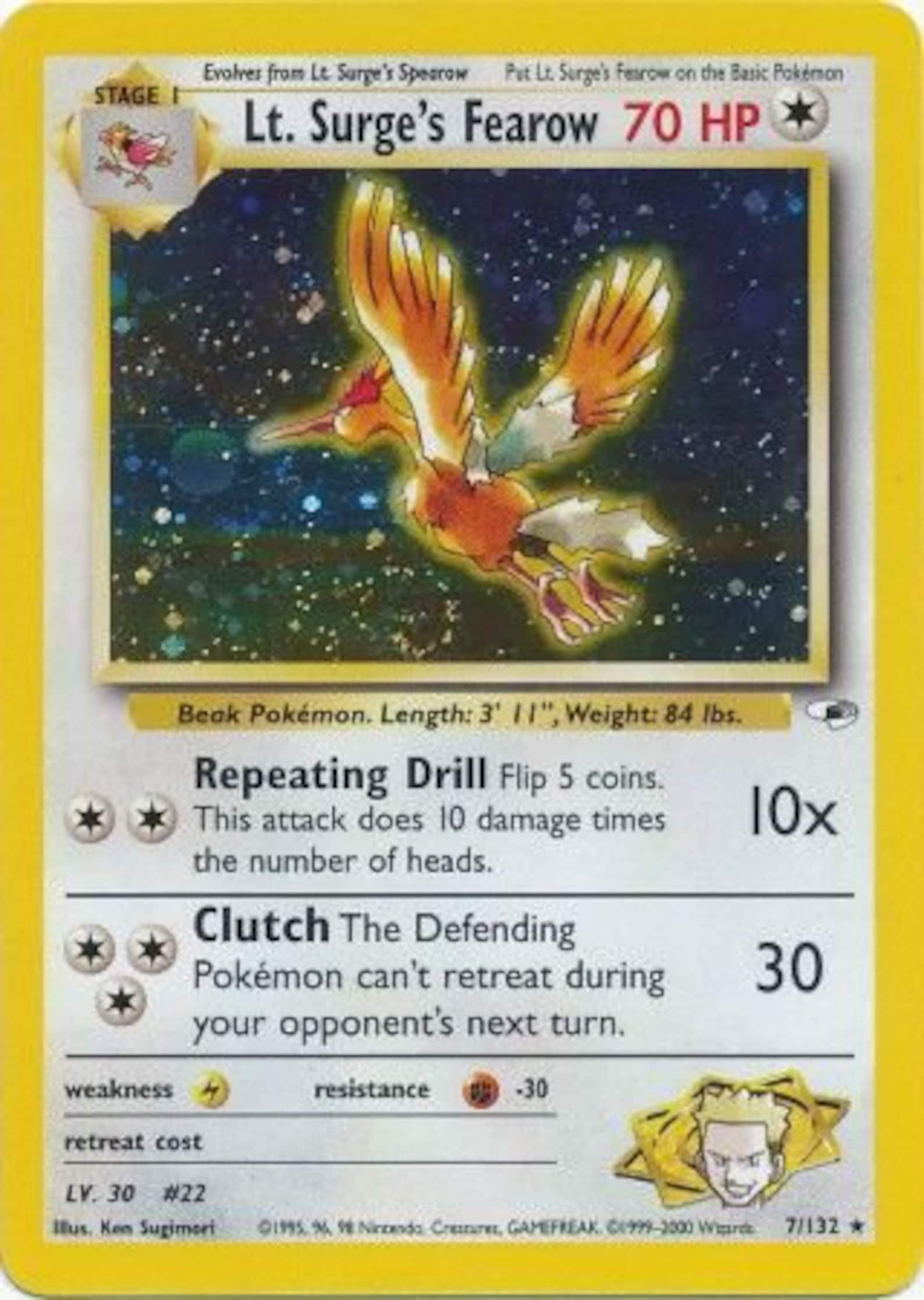 Lt.surge's Fearow Pokemon Holofoil Real Card. Etsy