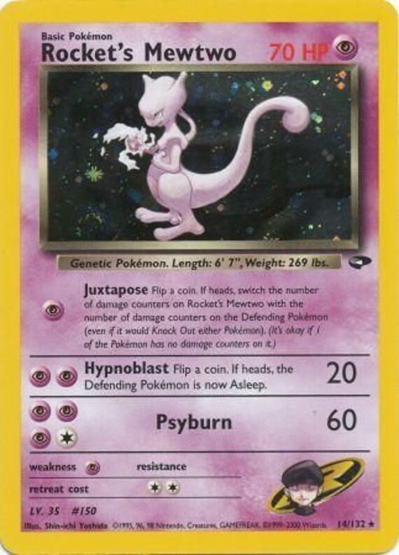 MEWTWO Pokemon Holofoil Base Set Rare Pokemon Card REAL CARD 