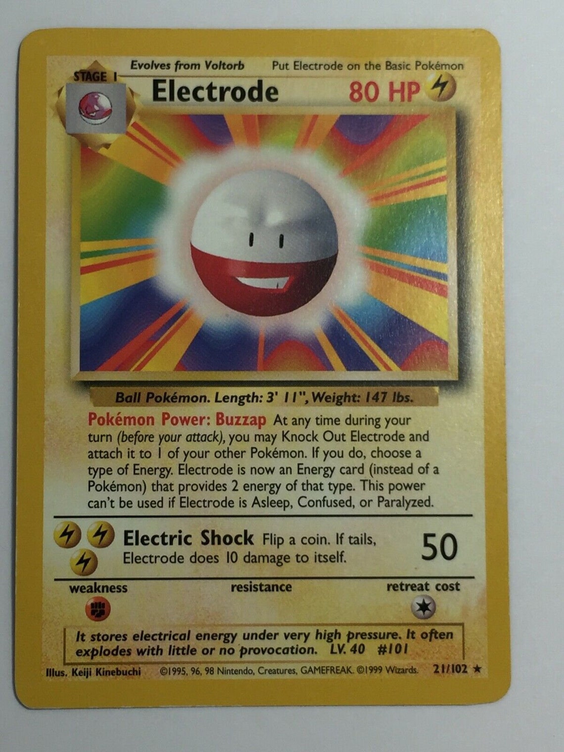 Electrode Holofoil Base and Jungle Set Real Pokemon Card Etsy