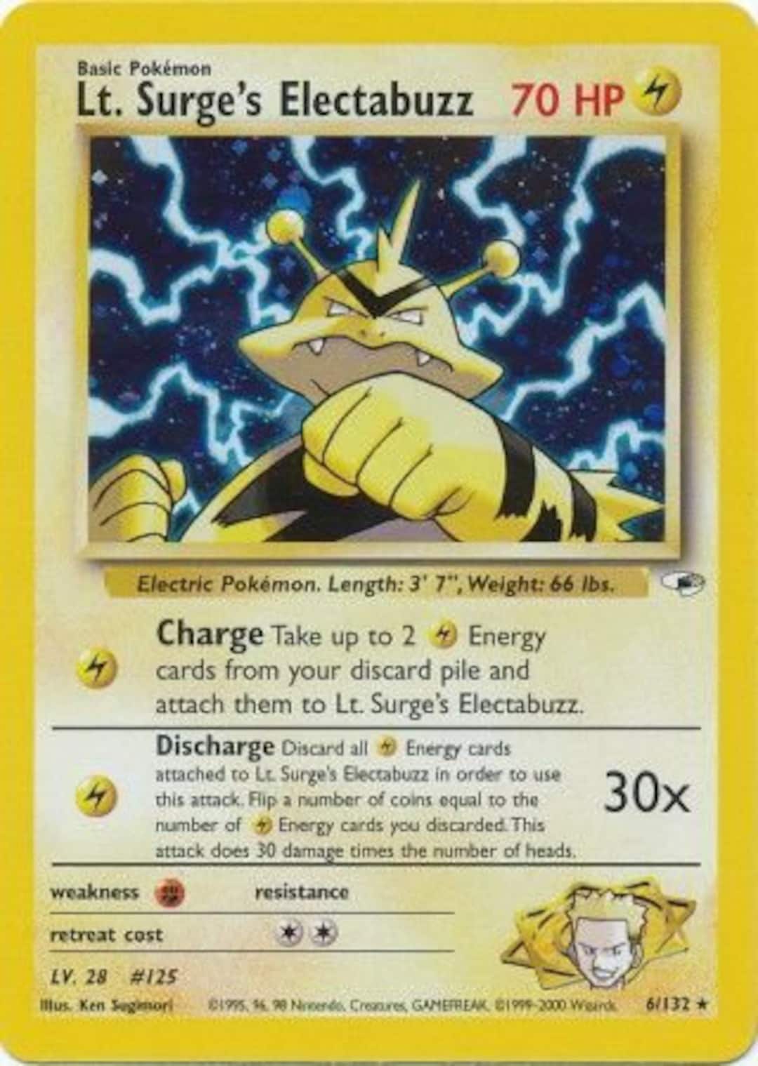 Lt. Surge's Electabuzz Pokemon Holofoil, Real Card. Etsy