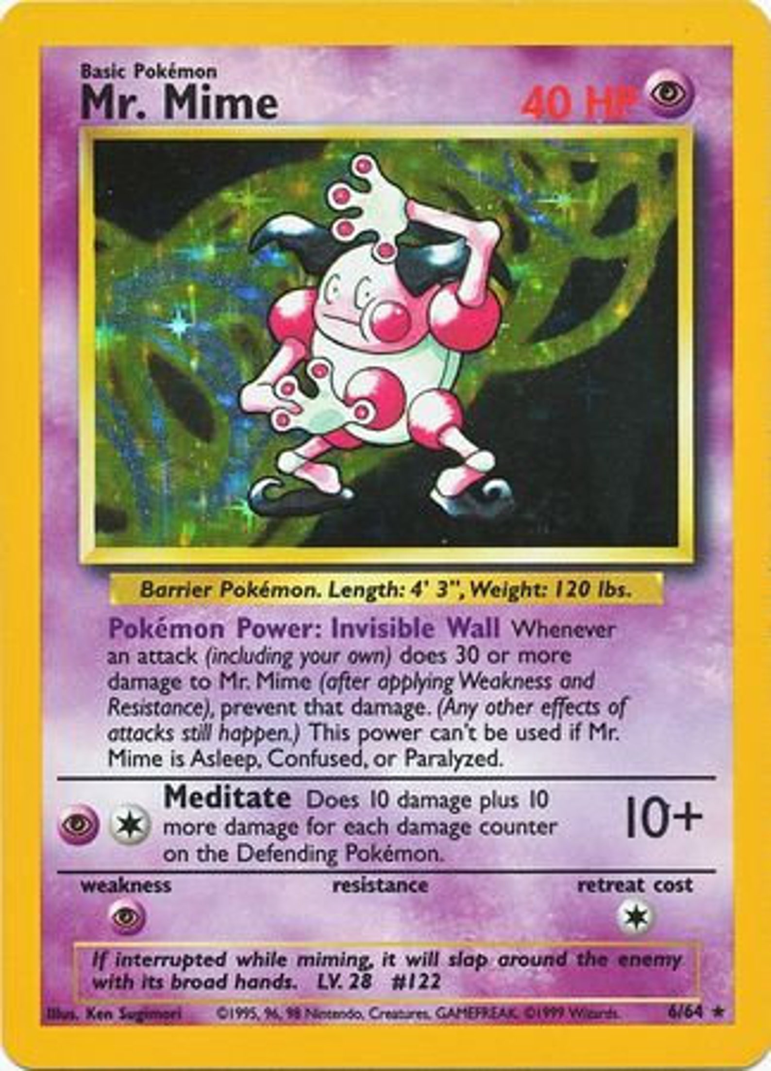Mr.Mime Holofoil 22/64 Jungle set Rare Pokemon Card REAL CARD Etsy