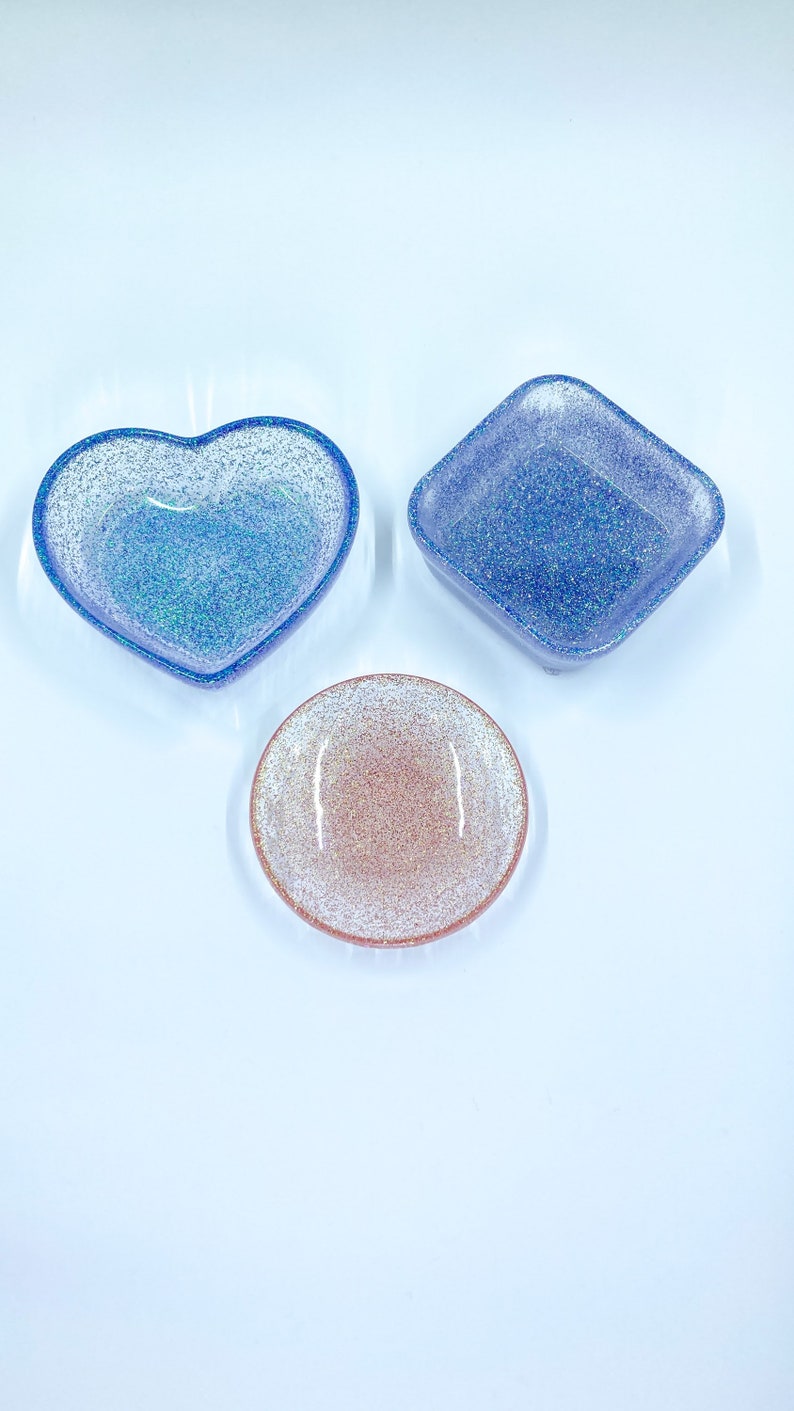 Handmade epoxy resin small trinket boxes set of 3 ring dishes earrings storage jewelry bowls
