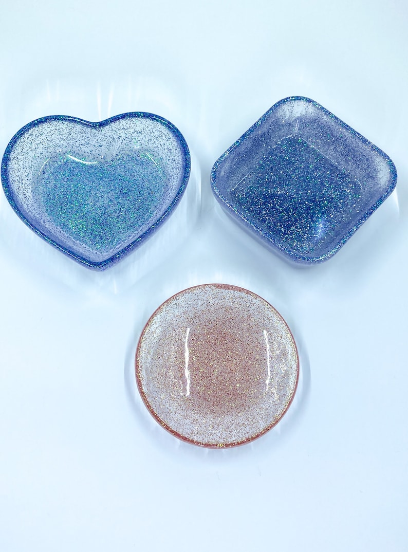Handmade epoxy resin small trinket boxes set of 3 ring dishes earrings storage jewelry bowls