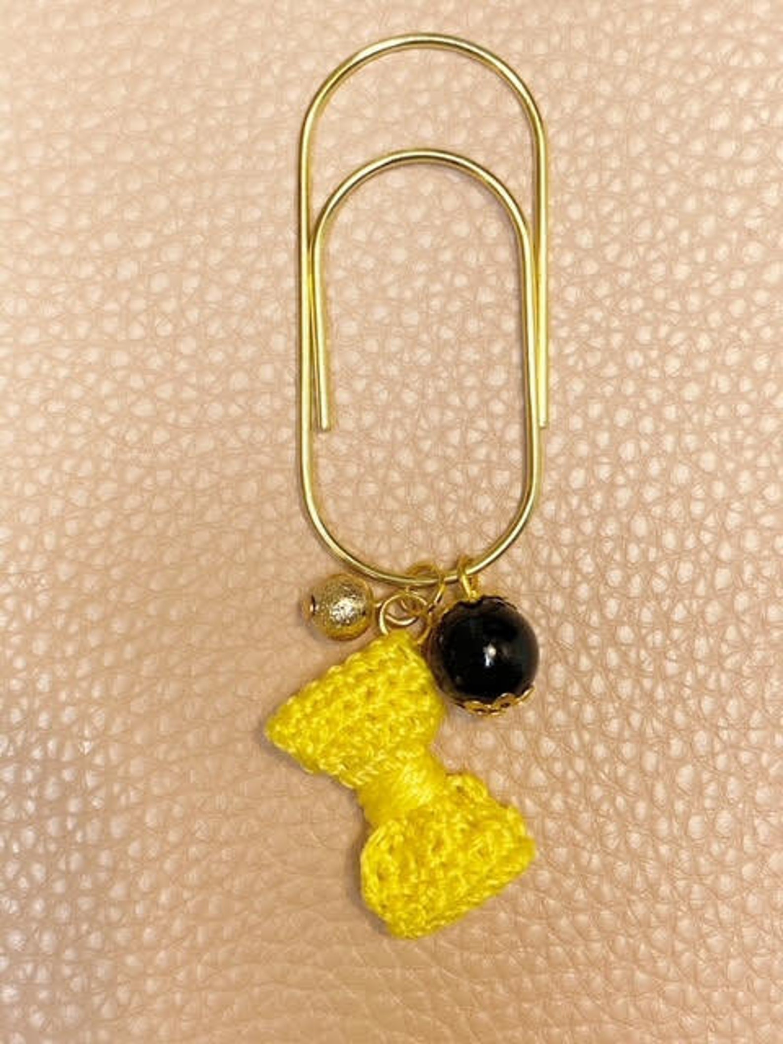 Paperclip With Bow Charm and Beads Etsy