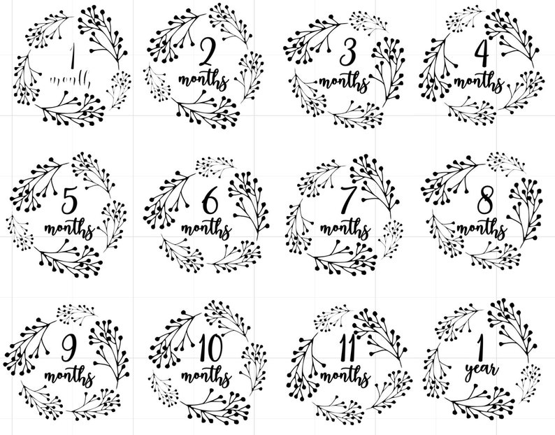 Iron-on Vinyl Decals for Monthly Birthday Milestones