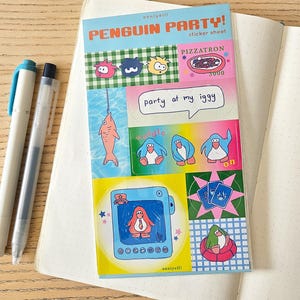 penguin party! Nostalgic Y2K 2000s Game Sticker Sheet
