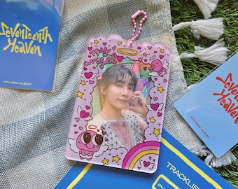 my angel Acrylic Photocard Holder | K-Pop Acrylic Pink PC Photo Holder Keychain